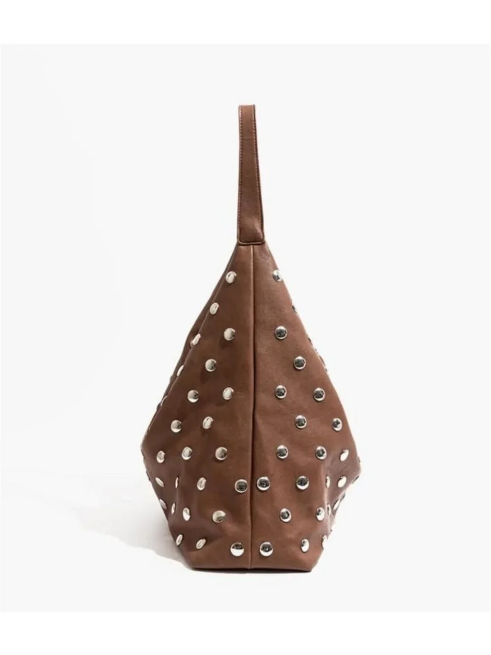 Edgy Vegan Leather Studded Tote Bag | Oversized Slouchy Hobo, Large Capacity